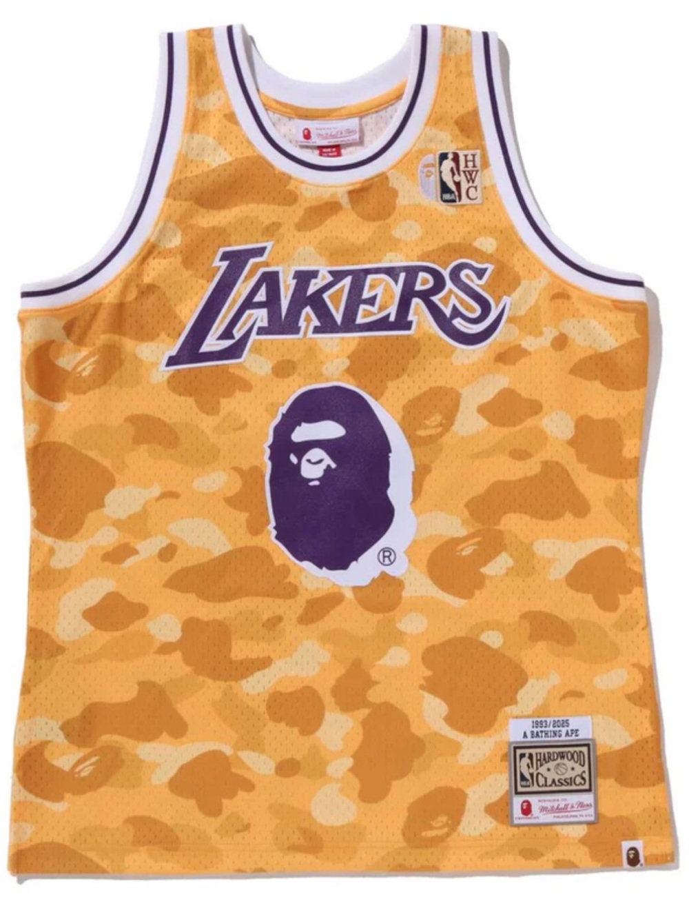 Bape x Mitchell & Ness NBA Los Angeles Lakers Swingman jersey Yellow Mens Large